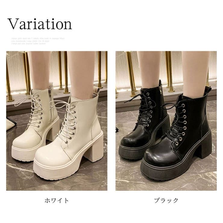 レースアップチャンキーショートブーツ レディース 厚底 | Dewlily | 詳細画像5 