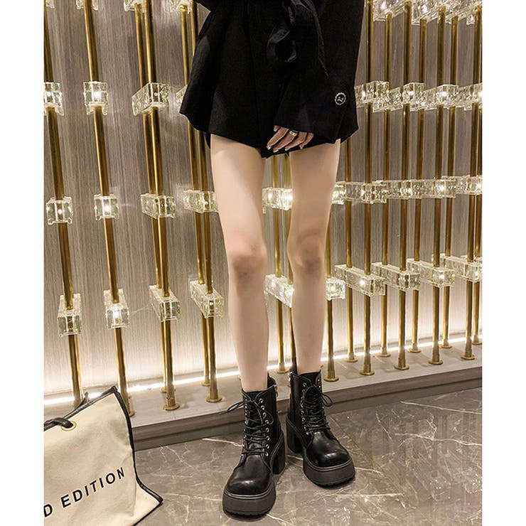 レースアップチャンキーショートブーツ レディース 厚底 | Dewlily | 詳細画像8 