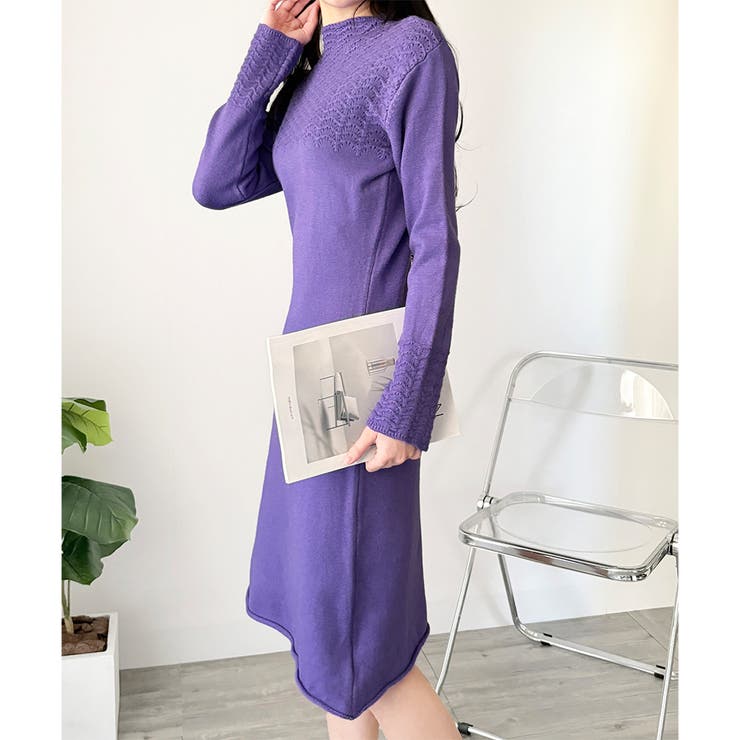 スカラ編み風ニットワンピース レディース ロング丈 | Dewlily | 詳細画像17 