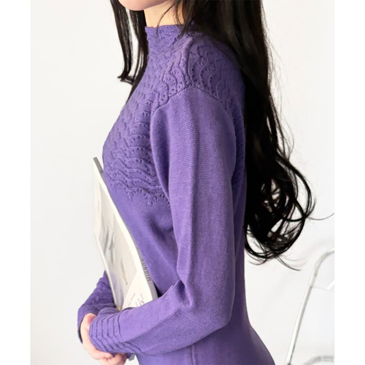 スカラ編み風ニットワンピース レディース ロング丈 | Dewlily | 詳細画像18 