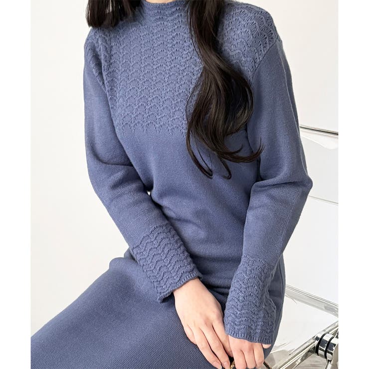 スカラ編み風ニットワンピース レディース ロング丈 | Dewlily | 詳細画像25 