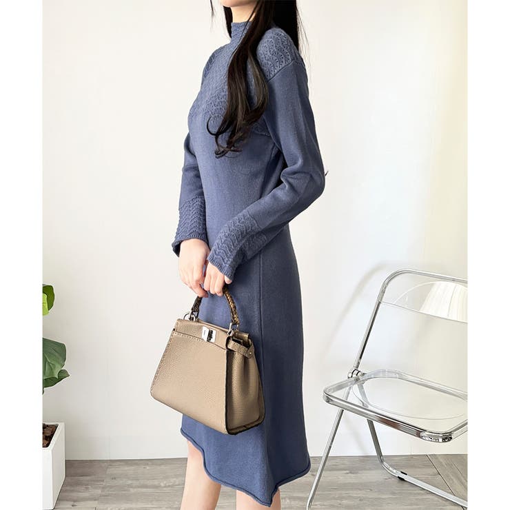 スカラ編み風ニットワンピース レディース ロング丈 | Dewlily | 詳細画像26 