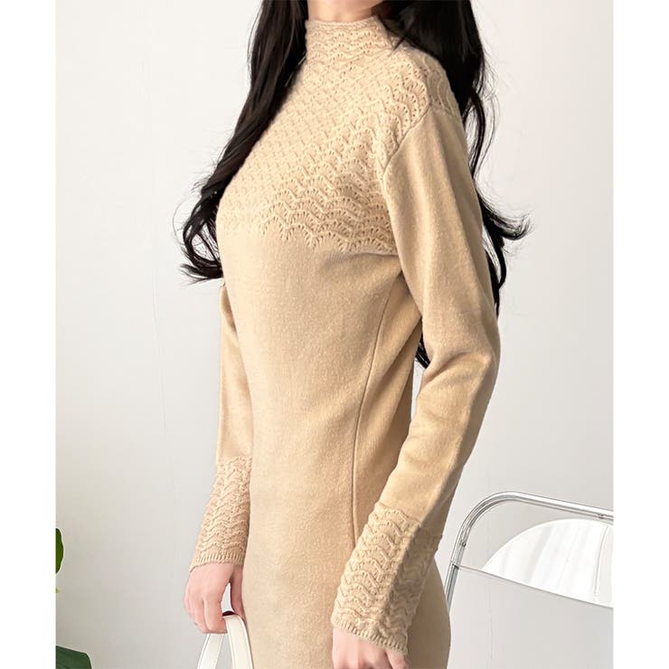 スカラ編み風ニットワンピース レディース ロング丈 | Dewlily | 詳細画像27 