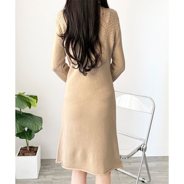 スカラ編み風ニットワンピース レディース ロング丈 | Dewlily | 詳細画像28 