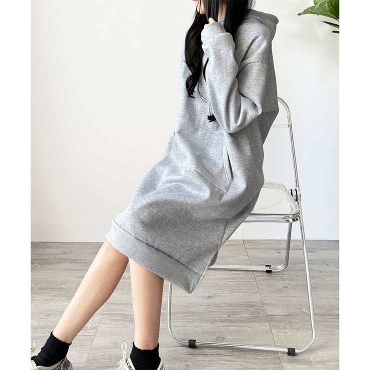 スウェットパーカーワンピース レディース 裏起毛 | Dewlily | 詳細画像16 