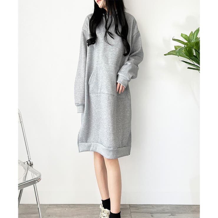 スウェットパーカーワンピース レディース 裏起毛 | Dewlily | 詳細画像17 