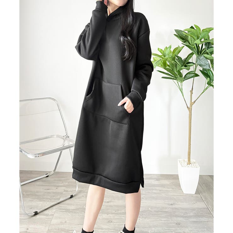 スウェットパーカーワンピース レディース 裏起毛 | Dewlily | 詳細画像4 