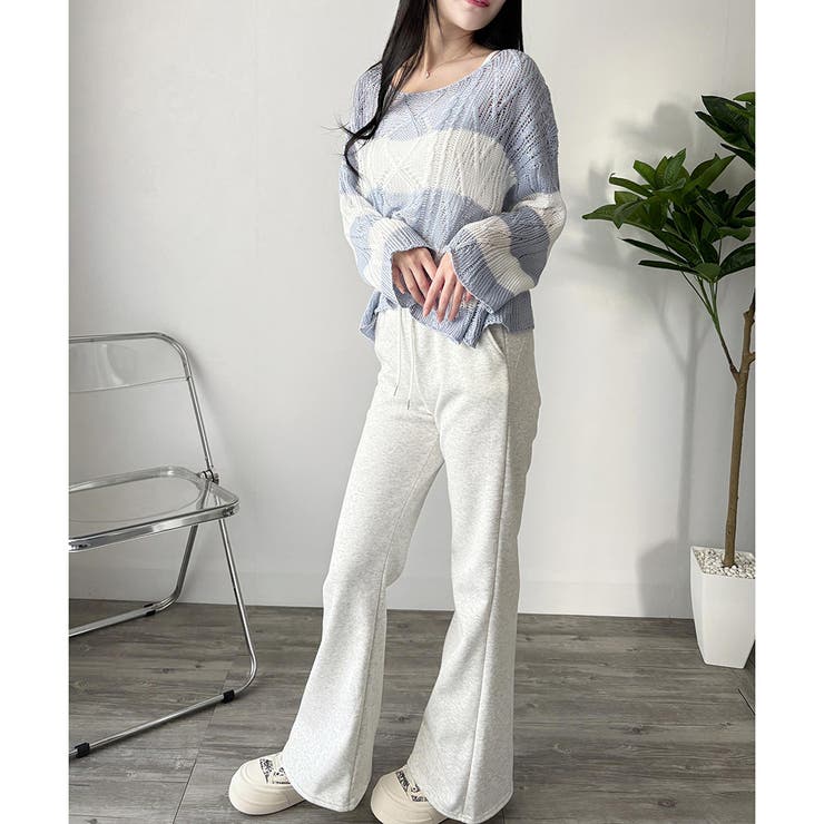 スウェットフレアパンツ レディース 裏起毛 | Dewlily | 詳細画像3 