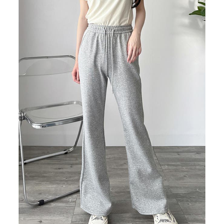 グレー | スウェットフレアパンツ レディース 裏起毛 | Dewlily