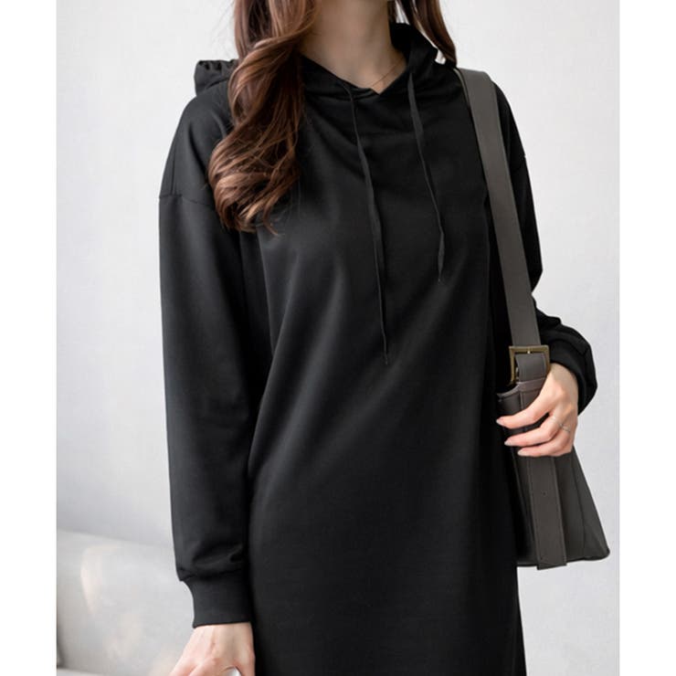 フード付きIラインロングワンピース レディース カジュアル | Dewlily | 詳細画像11 