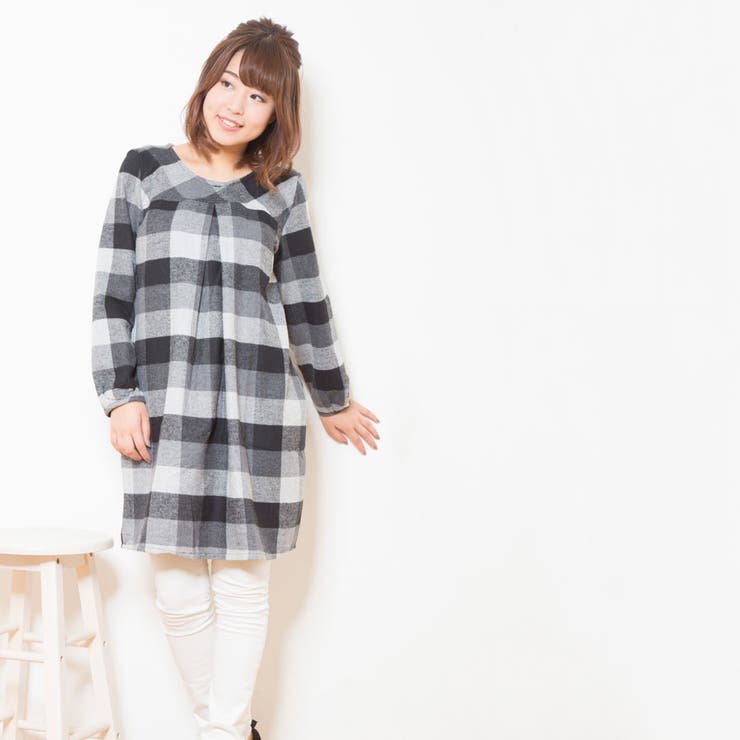 チェックビエラ前切り替えワンピース | Amulet | 詳細画像1 