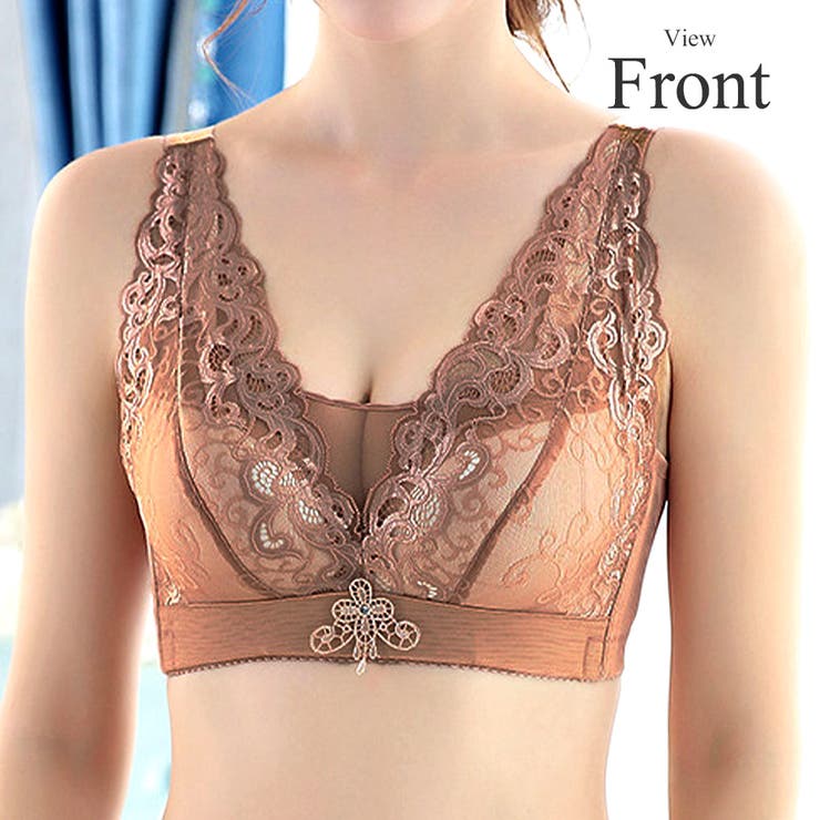 花柄レースブラジャー ノンワイヤー 下着 ブラ レディース 脇肉 ナイトブラ | Amulet | 詳細画像15 