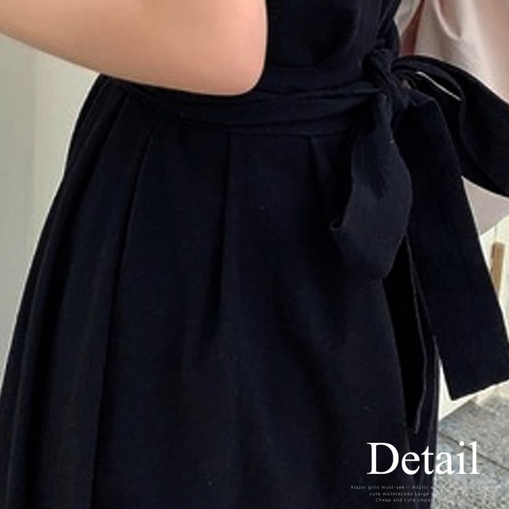 ウエストマークフレンチスリーブロングワンピース カジュアル シンプル | Amulet | 詳細画像15 