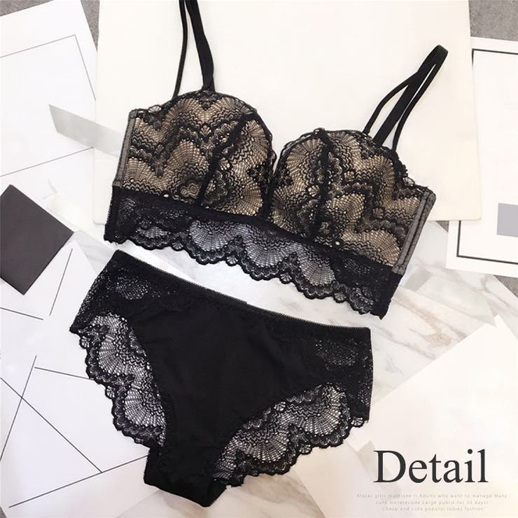 レースダブルストラップブラジャー＆ショーツセット 可愛い きれいめ | Amulet | 詳細画像19 