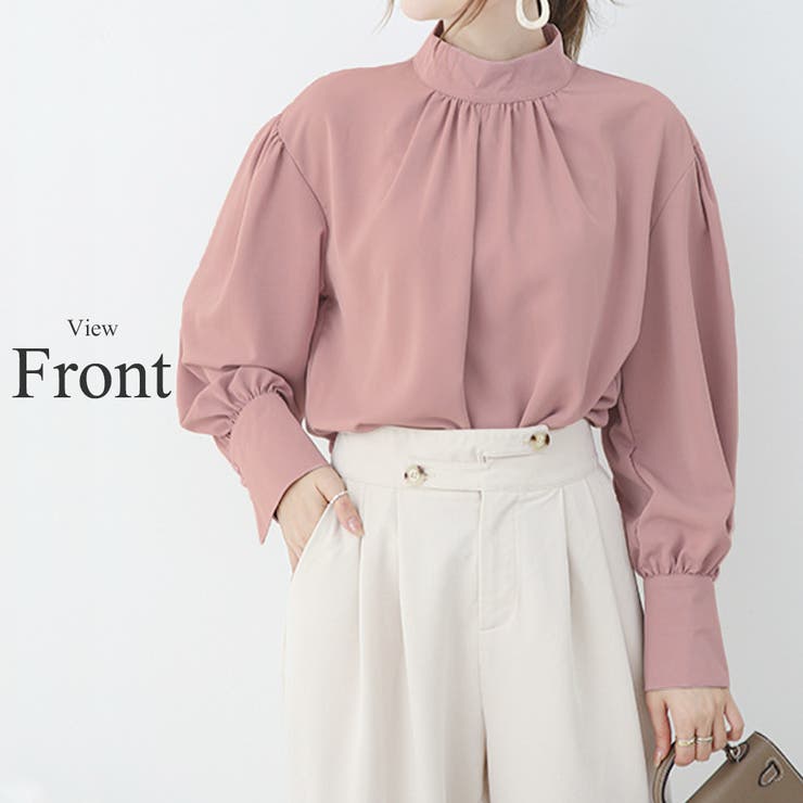 ギャザーシフォンブラウス オフィス シンプル 春 夏 秋 レディース | Amulet | 詳細画像12 
