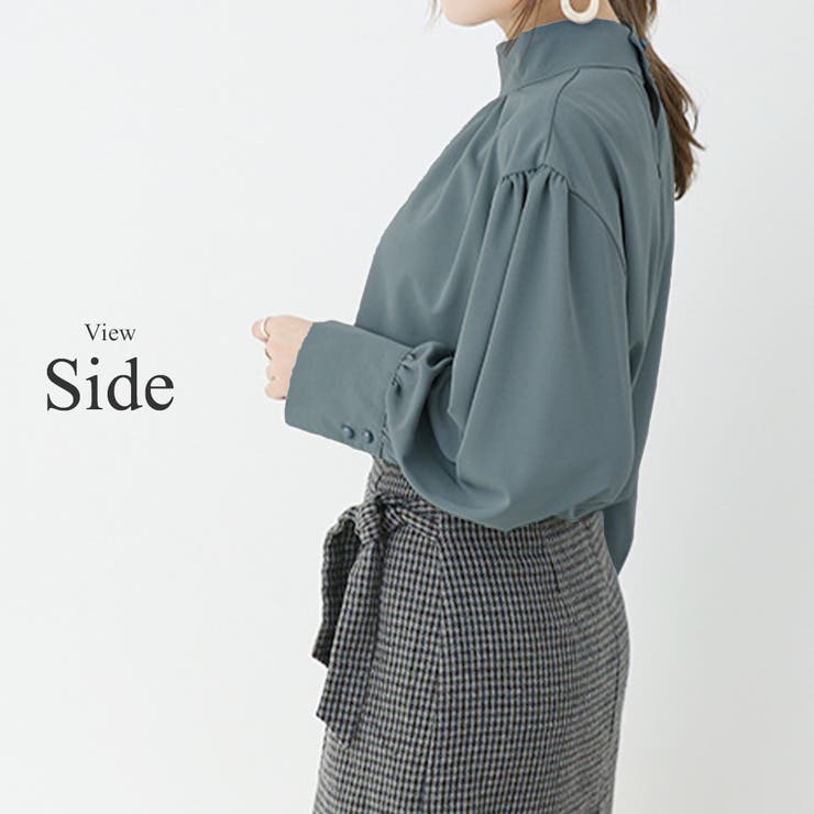 ギャザーシフォンブラウス オフィス シンプル 春 夏 秋 レディース | Amulet | 詳細画像13 