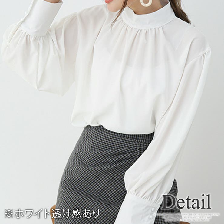 ギャザーシフォンブラウス オフィス シンプル 春 夏 秋 レディース | Amulet | 詳細画像15 