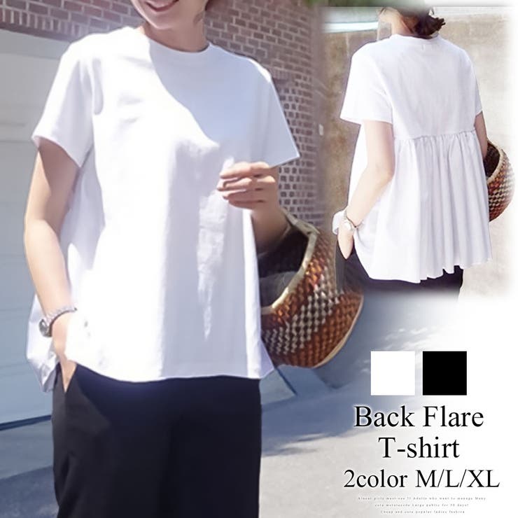 バックフレアTシャツ 半袖 Tシャツ[品番：AMSW1777216]｜Amulet