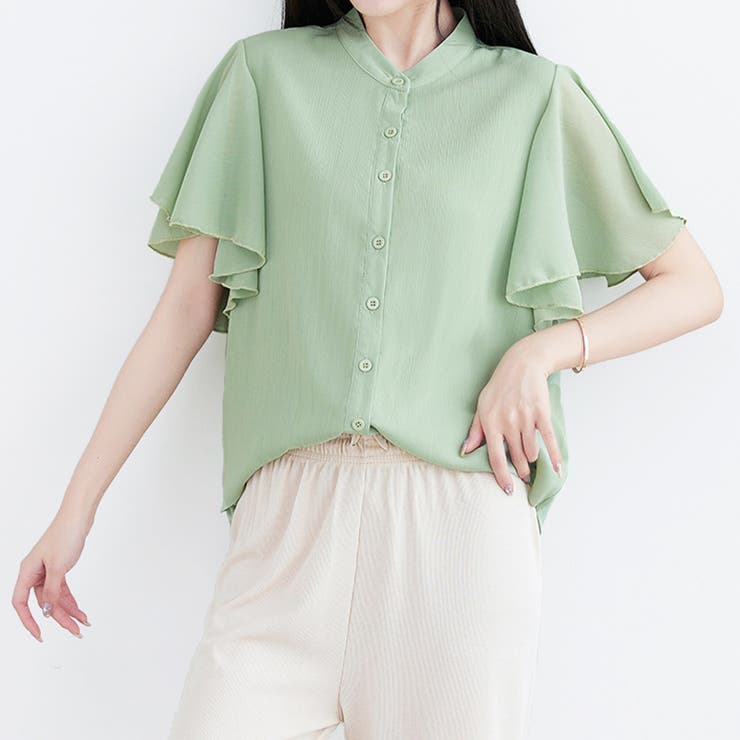 ラッフルスリーブブラウス フリル袖 シフォンブラウス | Amulet | 詳細画像2 