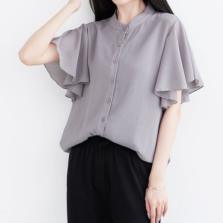 ラッフルスリーブブラウス フリル袖 シフォンブラウス | Amulet | 詳細画像4 