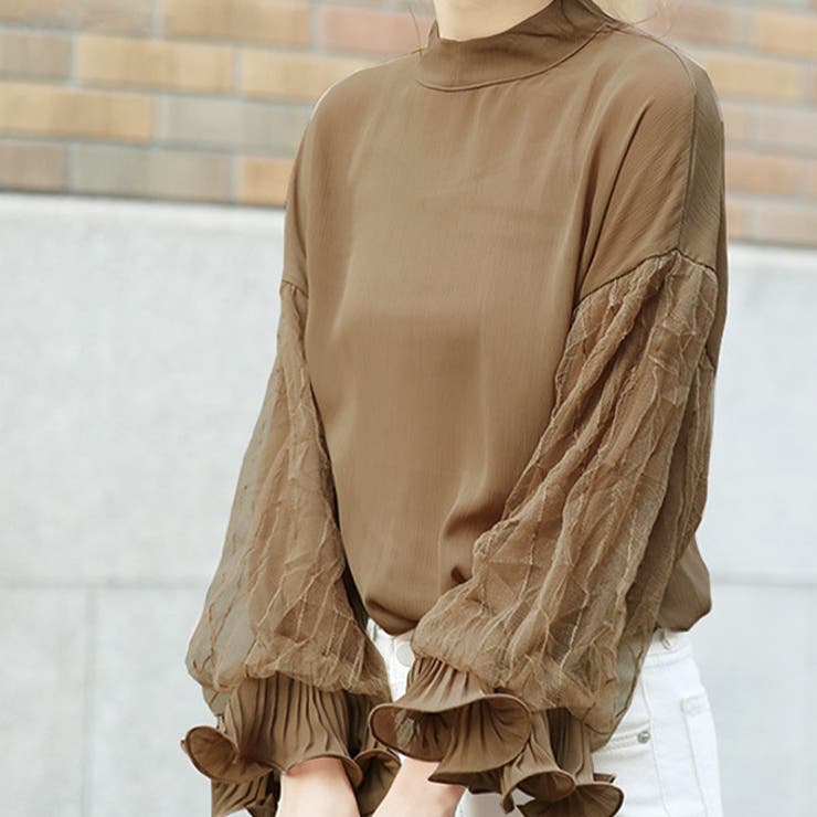 ベージュ | レーススリーブトップス ブラウス レース | Amulet