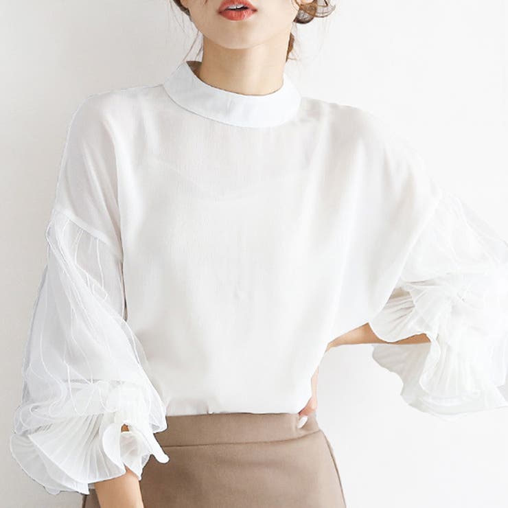 ホワイト | レーススリーブトップス ブラウス レース | Amulet