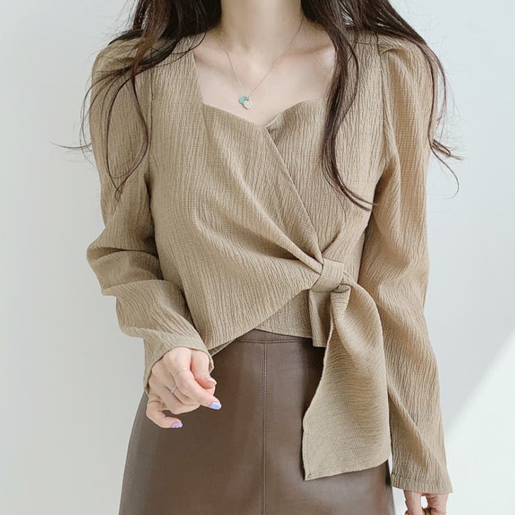 ワッシャーリボンブラウス 長袖 ブラウス | Amulet | 詳細画像2 