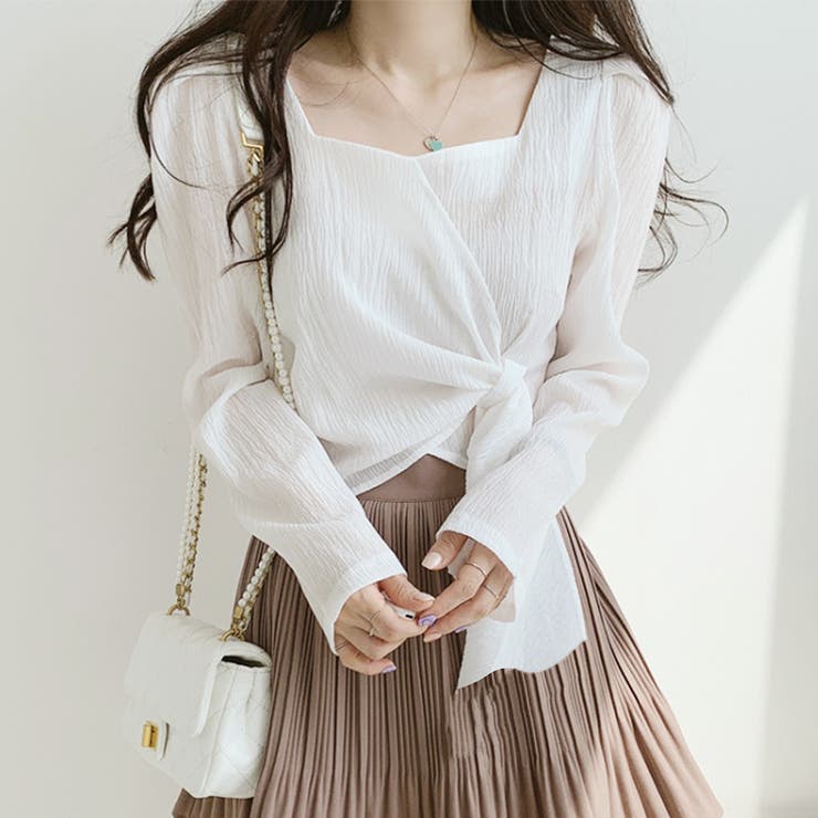 ワッシャーリボンブラウス 長袖 ブラウス | Amulet | 詳細画像3 