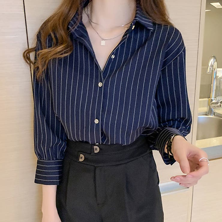 ストライプシンプルブラウス シャツ ブラウス | Amulet | 詳細画像2 