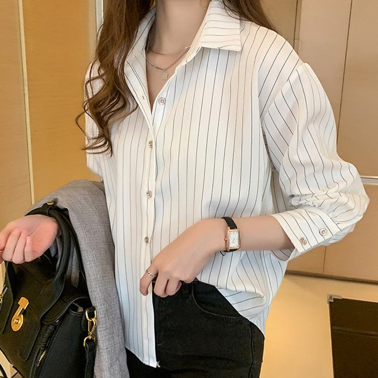 ストライプシンプルブラウス シャツ ブラウス | Amulet | 詳細画像6 