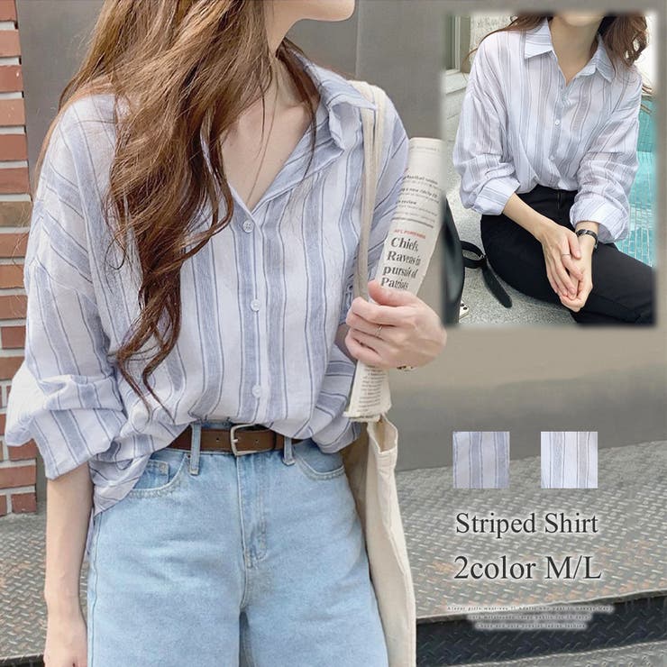 ストライプシャツ ブラウス ストライプ柄 | Amulet | 詳細画像1 