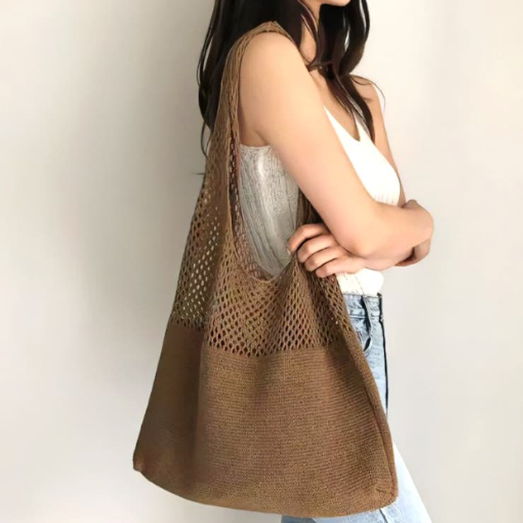 コーヒー | ニットトートバック レディース マチなし | Amulet