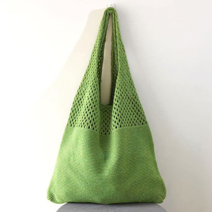 グリーン | ニットトートバック レディース マチなし | Amulet