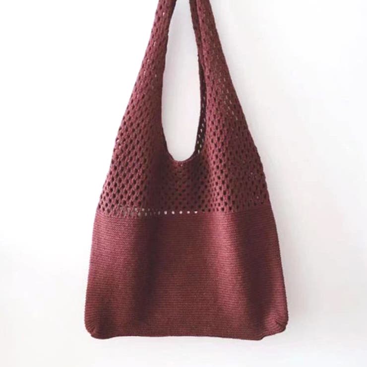 ボルドー | ニットトートバック レディース マチなし | Amulet