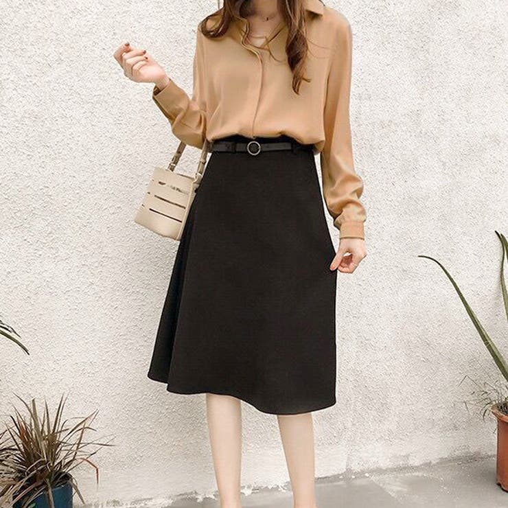 スキッパーブラウス レディース 長袖 無地 プルオン 通勤 シンプル きれい目 | Amulet | 詳細画像2 