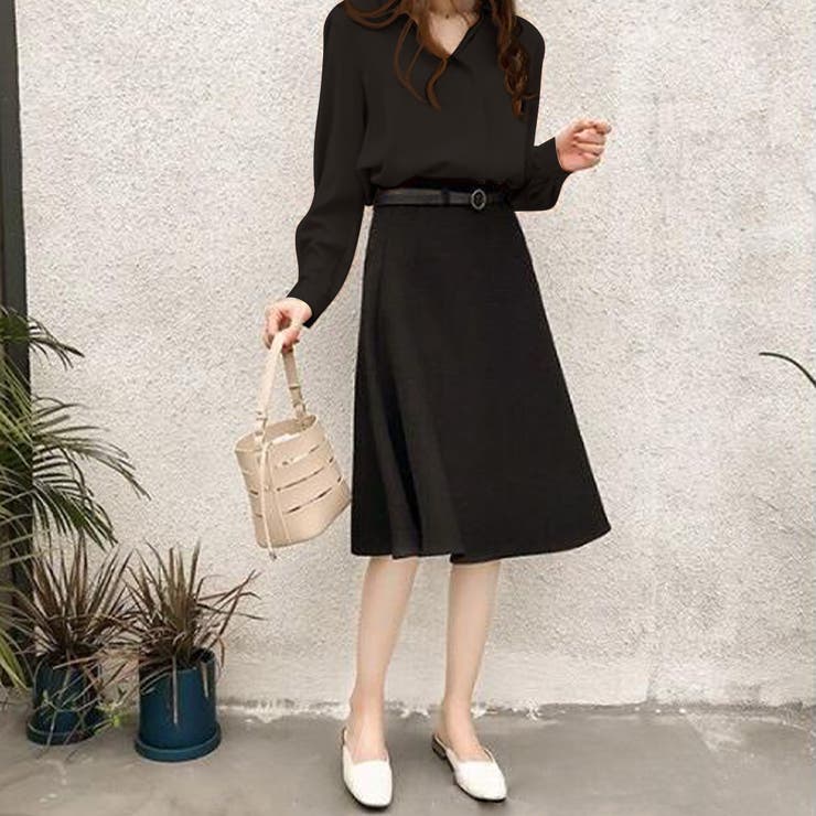 スキッパーブラウス レディース 長袖 無地 プルオン 通勤 シンプル きれい目 | Amulet | 詳細画像4 