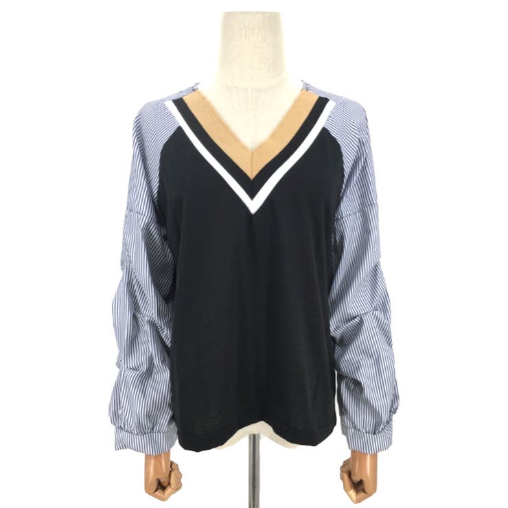 Vネックドッキングブラウス レディース 長袖 | Amulet | 詳細画像13 