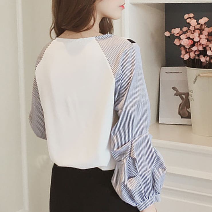 Vネックドッキングブラウス レディース 長袖 | Amulet | 詳細画像9 