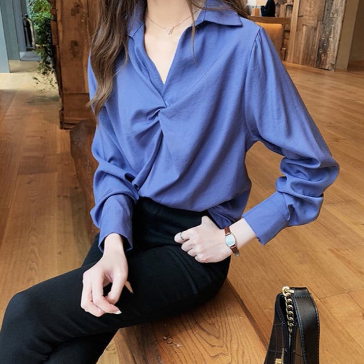 ツイストスキッパーブラウス レディース 長袖 | Amulet | 詳細画像12 