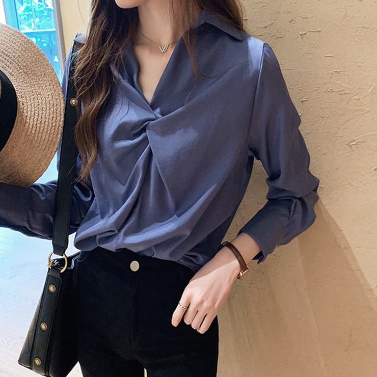 ツイストスキッパーブラウス レディース 長袖 | Amulet | 詳細画像2 