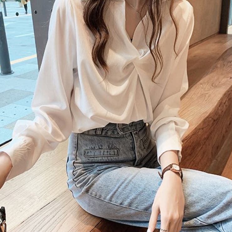 ツイストスキッパーブラウス レディース 長袖 | Amulet | 詳細画像3 