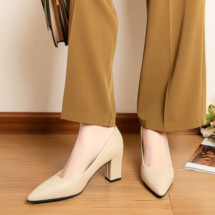 ベージュ | シンプルヒールパンプス レディース ヒール7cm | Amulet