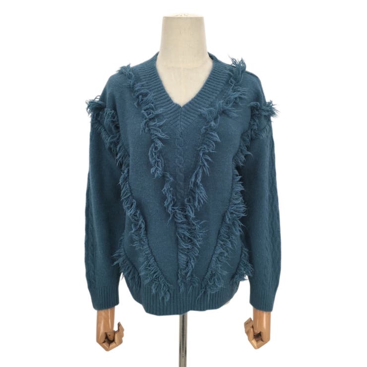 フリンジVネックニット レディース セーター | Amulet | 詳細画像16 