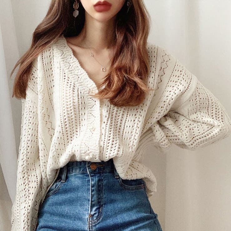 Sov. / 透かし編みニットカーディガン TOPS Night STORE