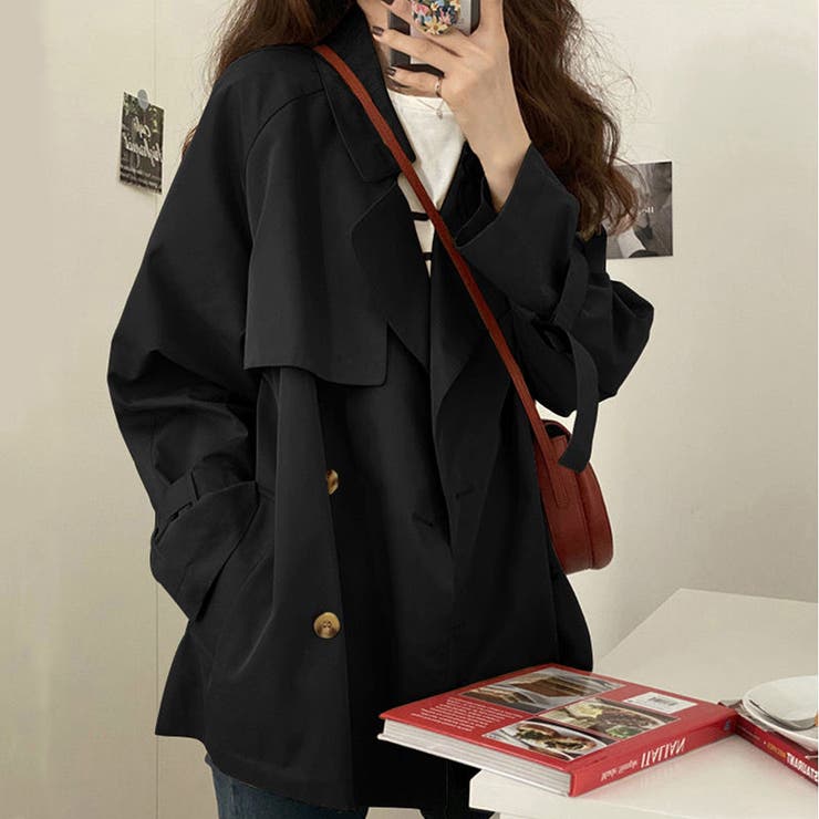 ブラック | ハーフトレンチコート レディース アウター | Amulet