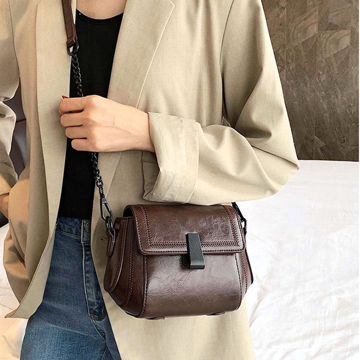 ダークブラウン | チェーン付きミニショルダーバッグ レディース 10代 | Amulet