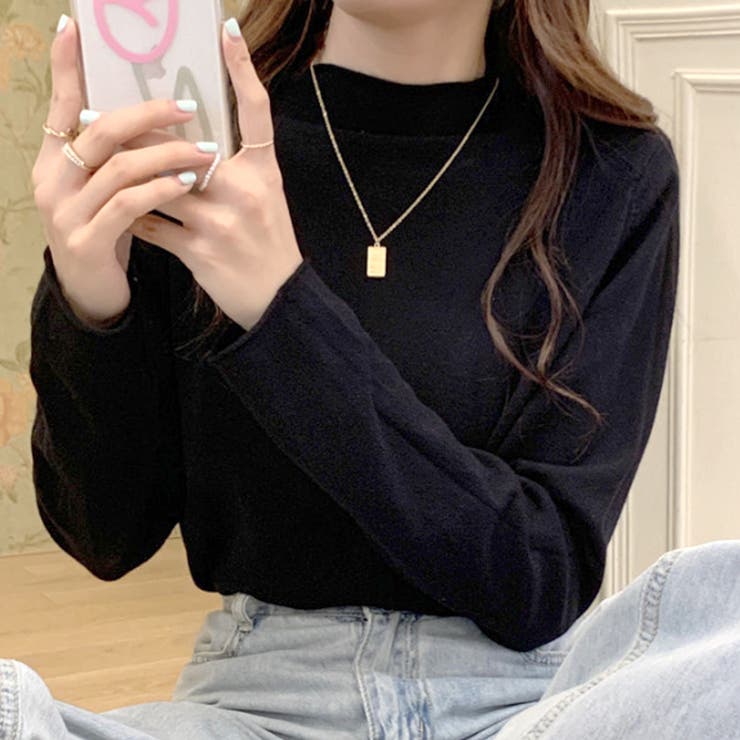 ブラック | ハイネックプルオーバー レディース トップス | Amulet