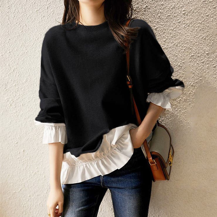 ブラック | ドッキングプルオーバー シャツ トップス | Amulet