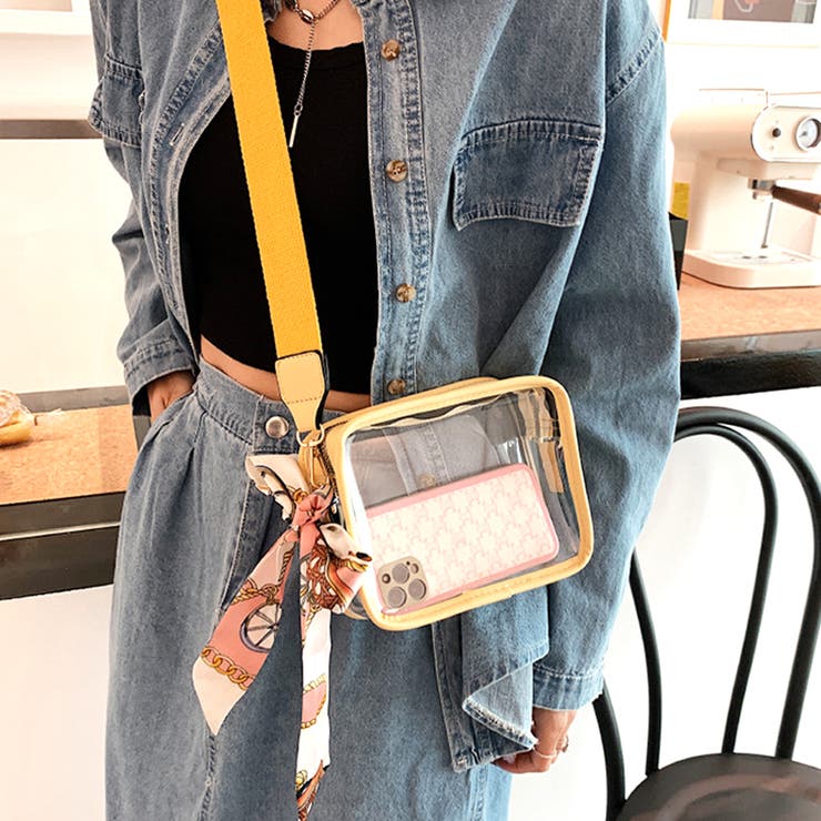 イエロー | スカーフ付きクリアバッグ レディース かばん | Amulet