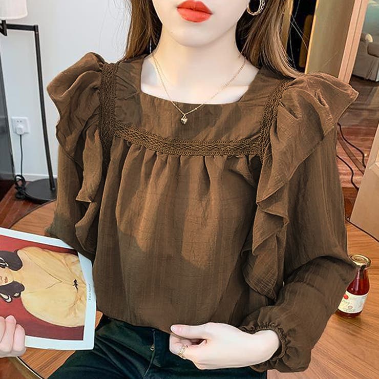 ショルダーフリルブラウス レディース トップス[品番：AMSW1777485